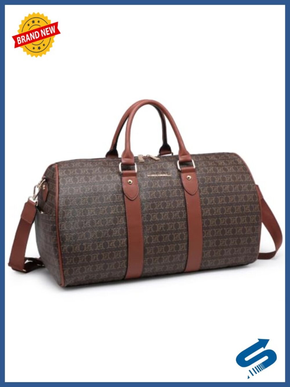 Waterproof Faux Leather Duffel Bag Carry-On Travel Gym Weekender